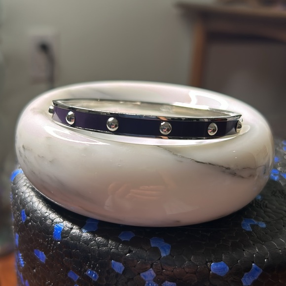 Coach Silver Tone and Purple Enamel Bangel - Picture 6 of 12